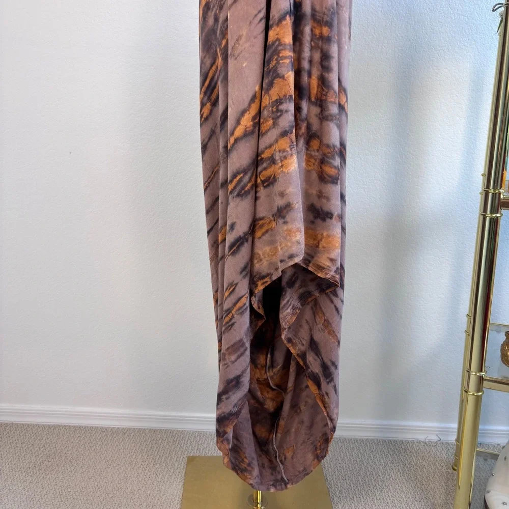 Chantique Hawaii Tie Dye Harem Jumpsuit Brown Rust Rayon One Size Boho Pockets - Picture 13 of 16